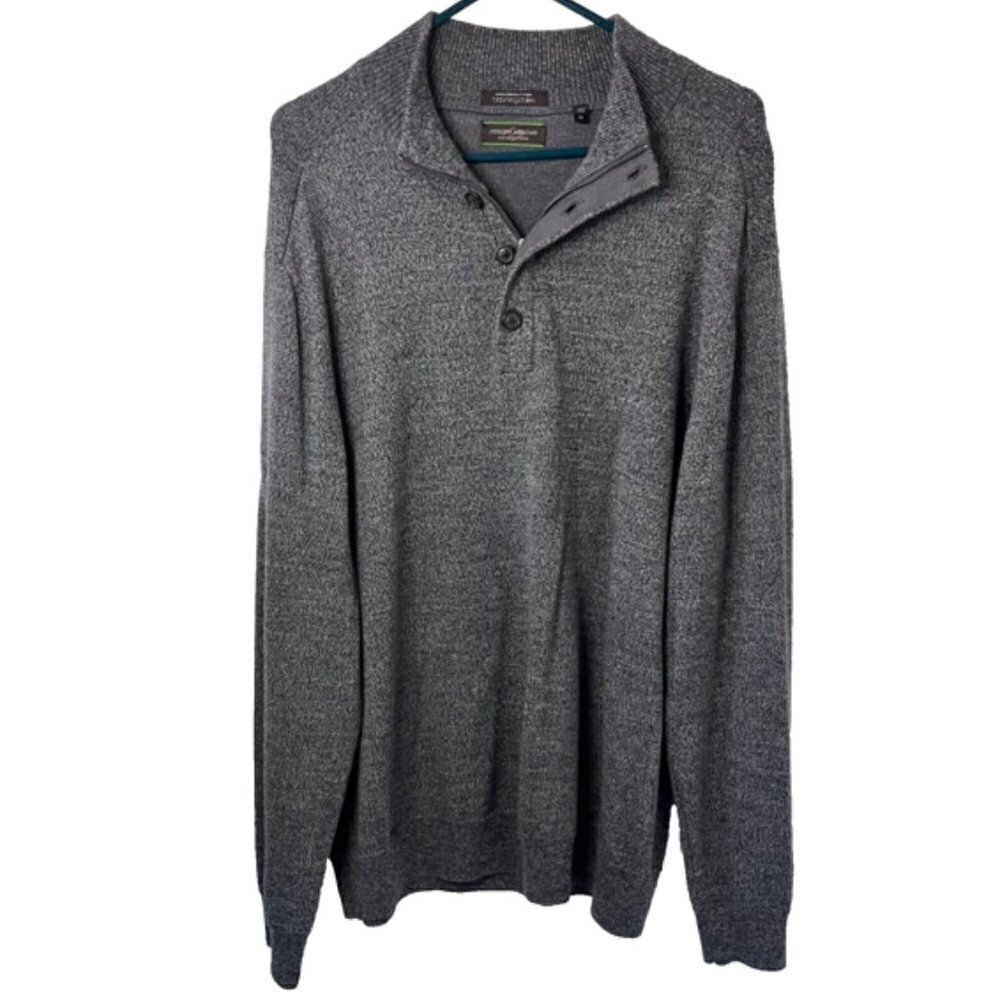 Joseph Abboud Collection Grey Merino Wool Cotton Blend Pull Over Sweater Size XL